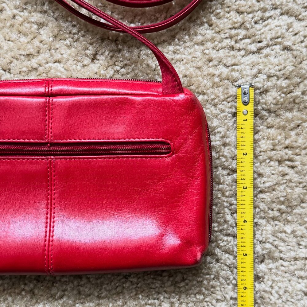 HOBO Red Leather Crossbody Wallet Organizer Zip-Around Mini Bag - Picture 6 of 13